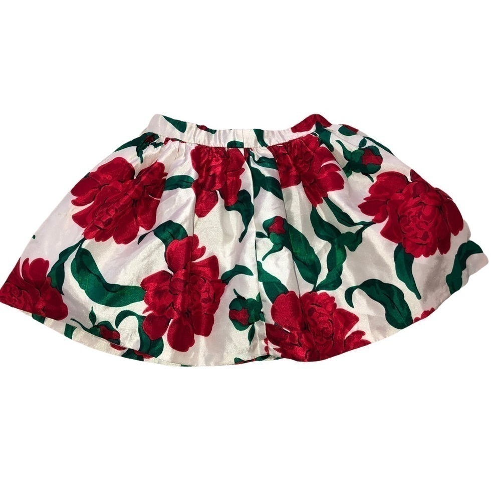 GYMBOREE White Red Flowers Print Party Skirt Sz 4